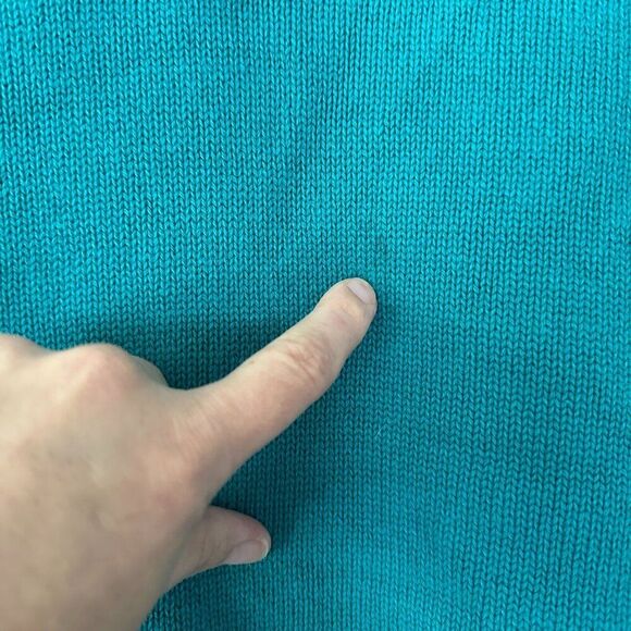 Vtg Sweater Women S/M Teal Dog Lover Embroidered Grandma Kidcore Cottage Shabby - Picture 8 of 8